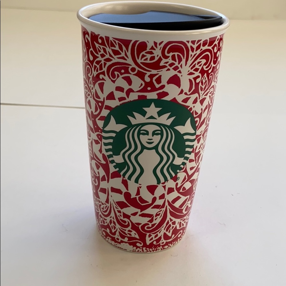 Starbucks Candy Cane Ceramic Traveler Mug/Cup